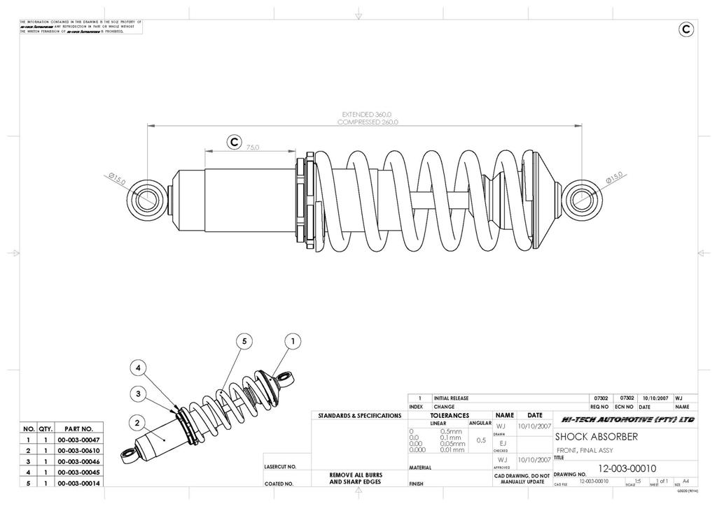 SPF Front Shock Absorber Drawing