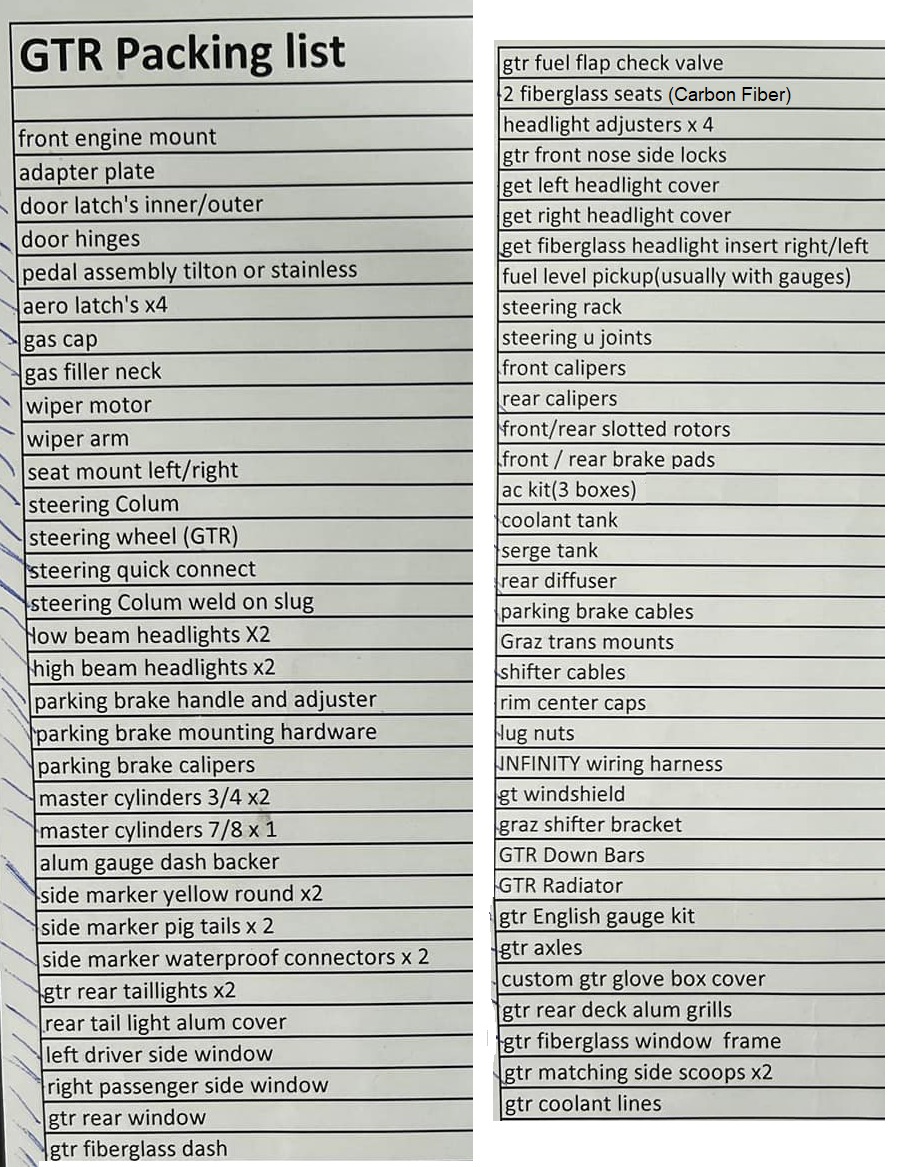 GTR for sale parts list.jpg