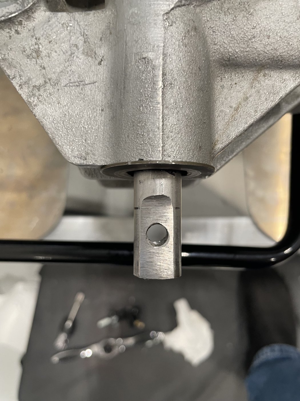 Hole drilled out and tapped.jpeg