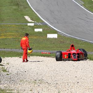 ex-Mansell F1 Ferrari crashed