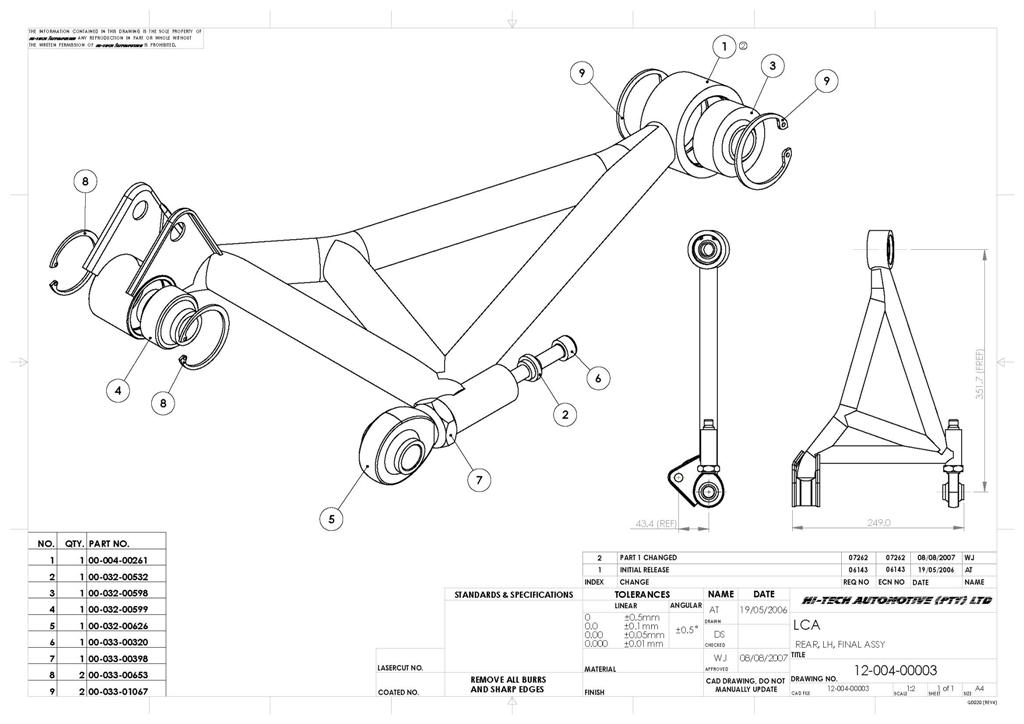 SPF Left Rear LCA Drawing