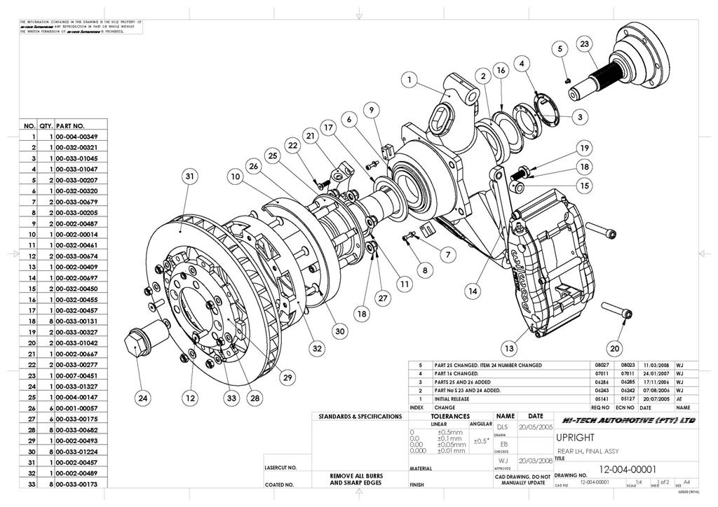 SPF Left Rear Upright Drawing