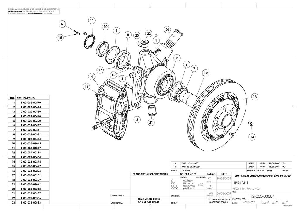 SPF Right Front Upright Drawing