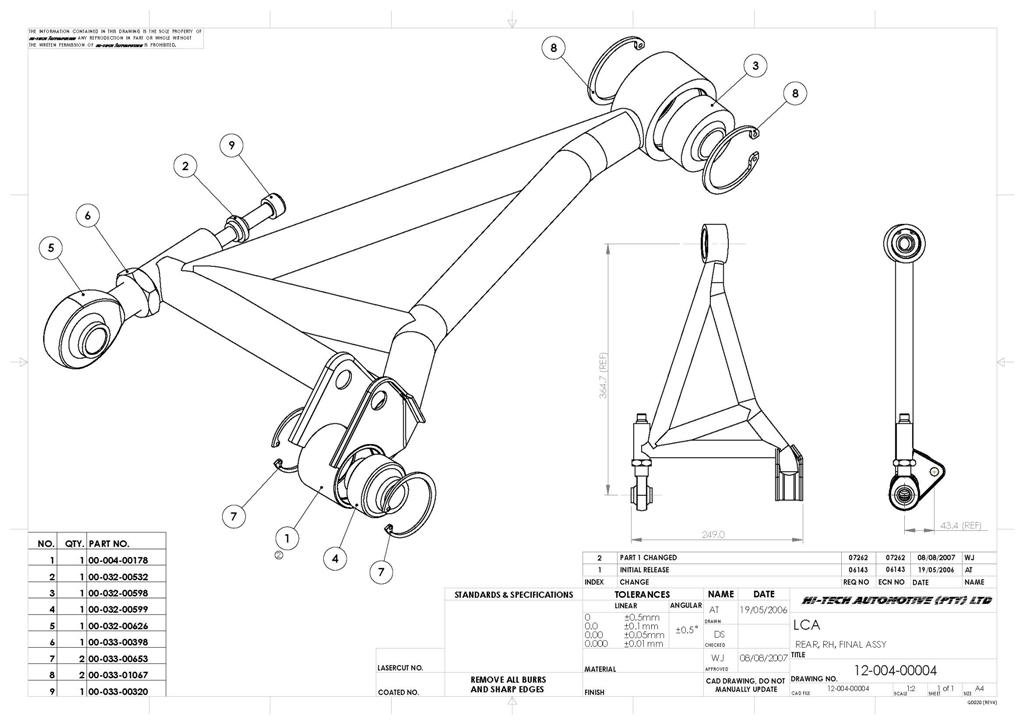 SPF Right Rear LCA Drawing