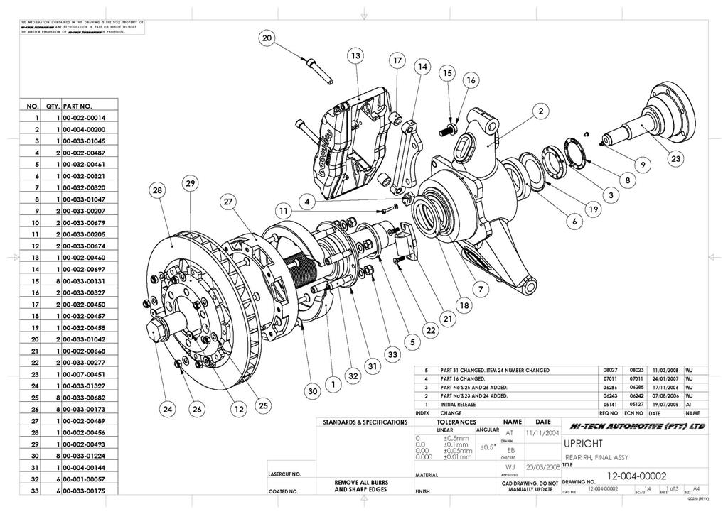 SPF Right Rear Upright Drawing